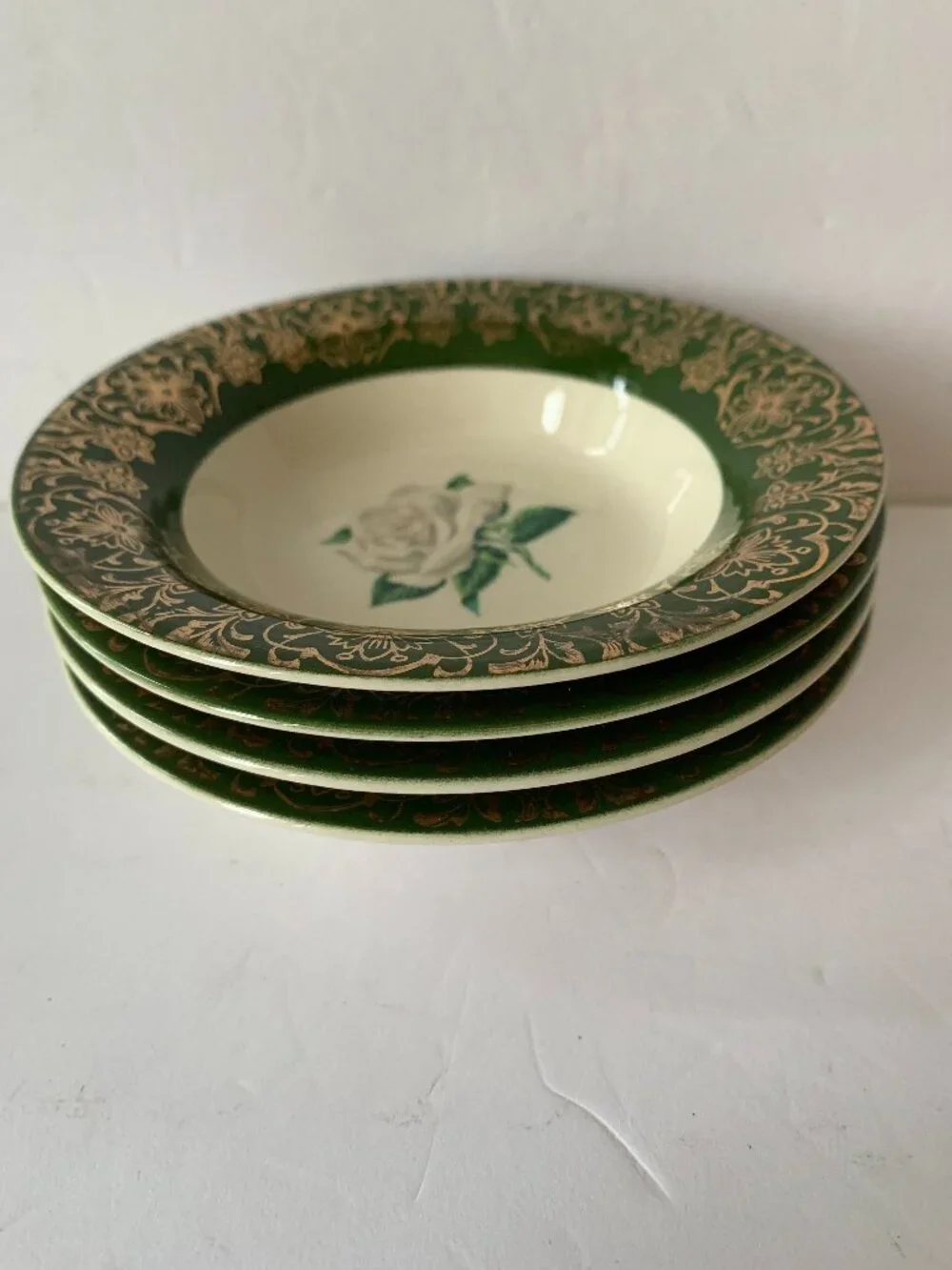 4 Vintage American Limoges Triumph Chateau Rose Vegetable/Fruit Bowls 5.5